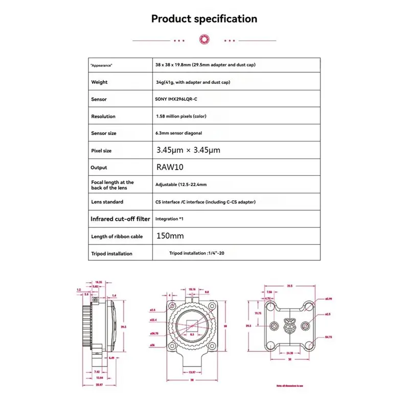 FMT .A86P-For Raspberry Pi Glo - Raspberry Pi Global Shutter Camera Imx296 评论和价格